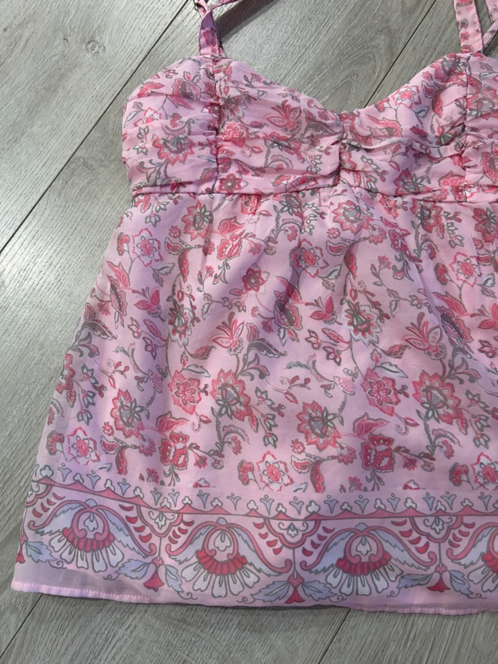 Hollister Pink Floral Spaghetti-Strap Tank Top - Picture 5 of 7